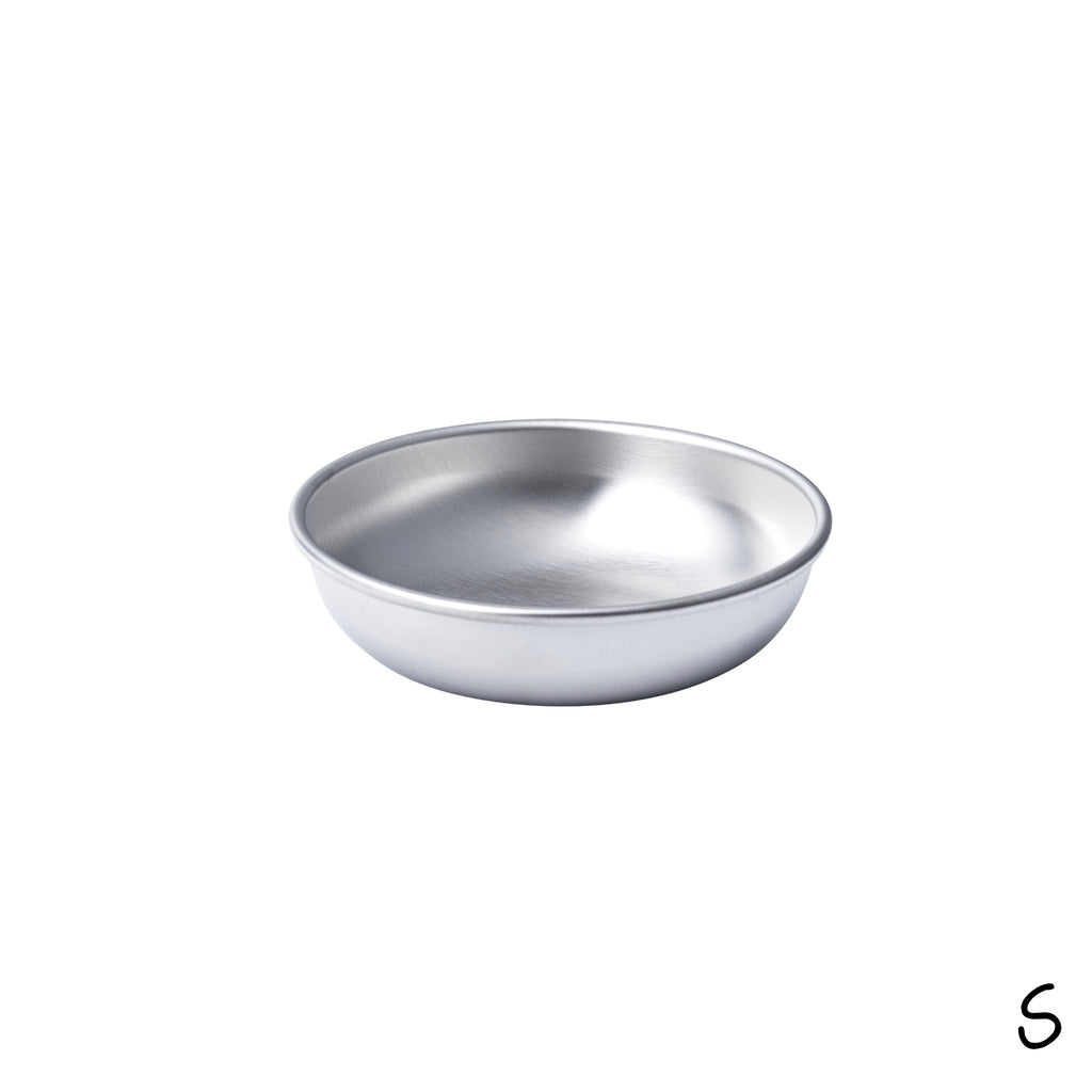 A single small size Basis Pet stainless steel dog bowl.