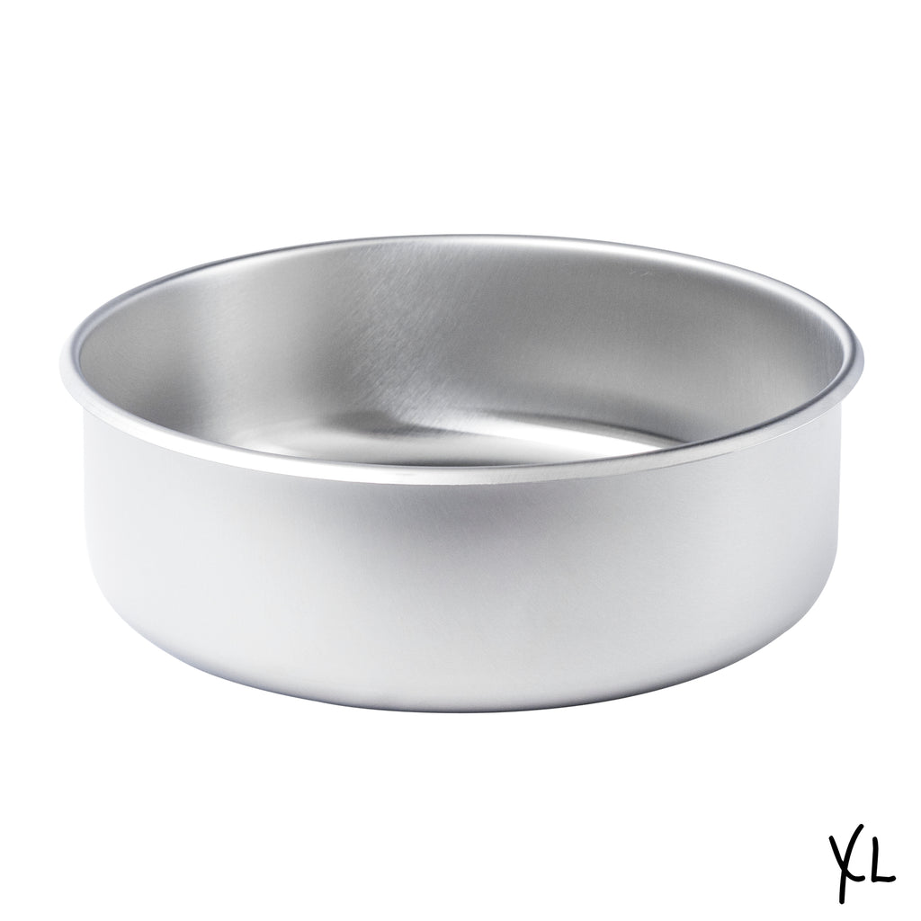 A single extra large size Basis Pet stainless steel dog bowl.