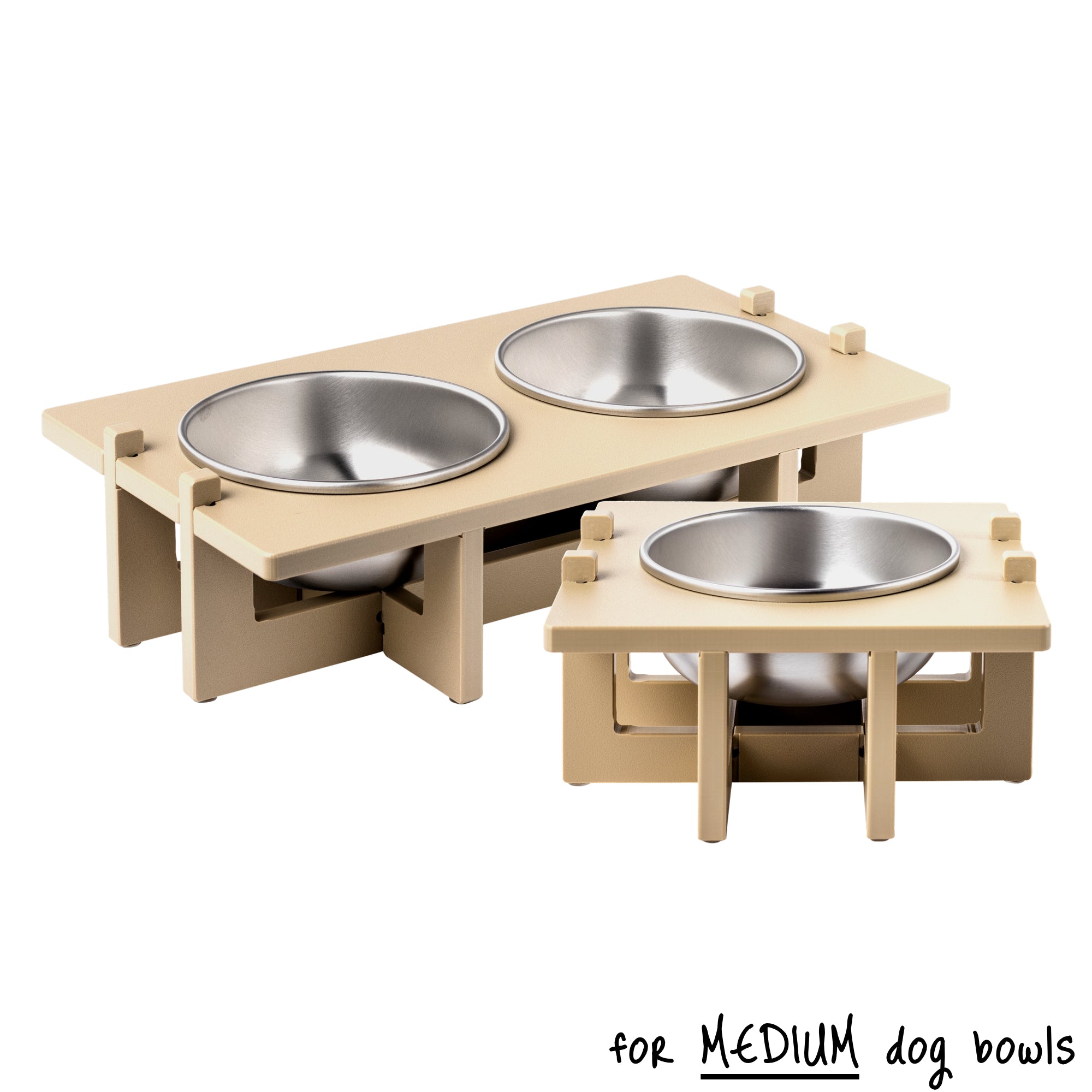 Medium Dog Dish Holder, Wood Dog Feeder With Bowls