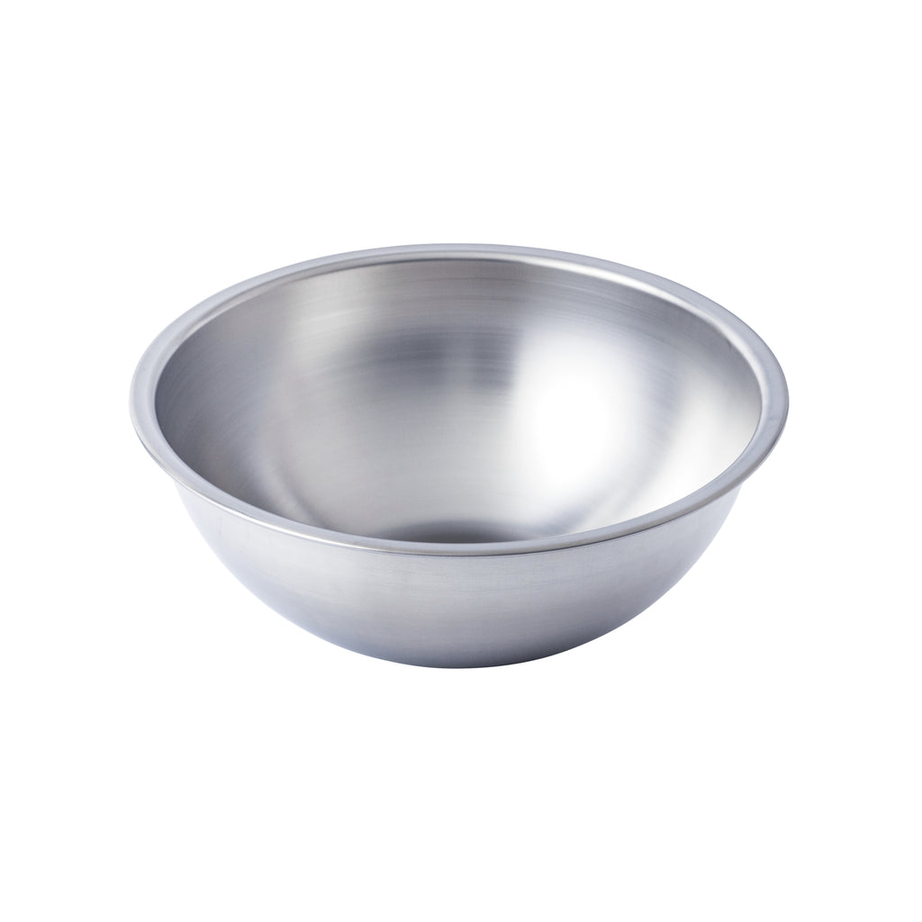 The 5 quart Workhorse Stainless Steel Mixing Bowl shown from slightly above.