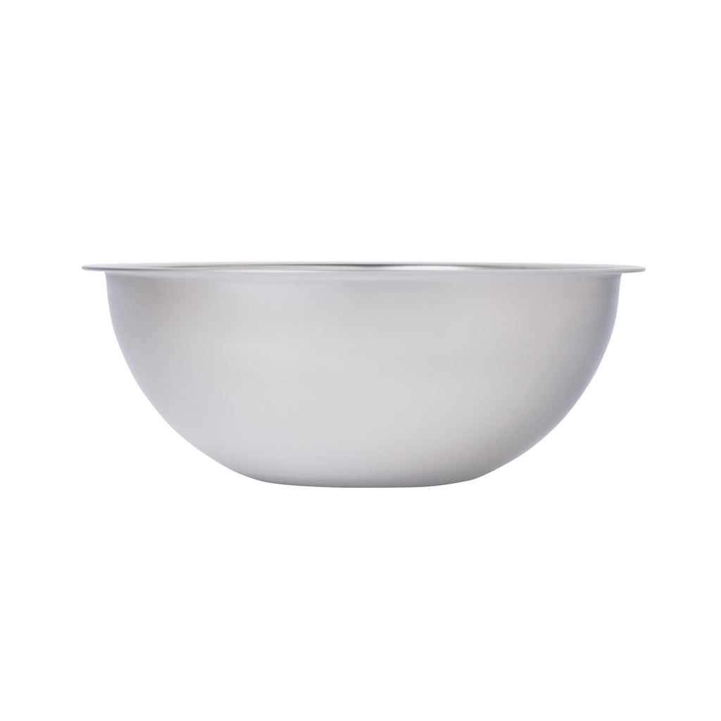 The 5 quart Workhorse Stainless Steel Mixing Bowl shown from the side.